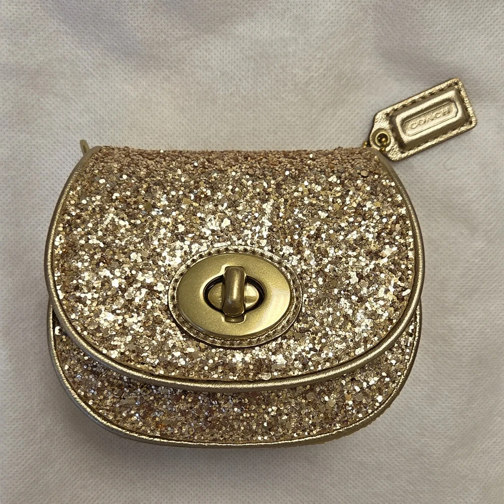 Coach Gold Mini Bag Sparkling Saddle Design - Picture 1 of 5